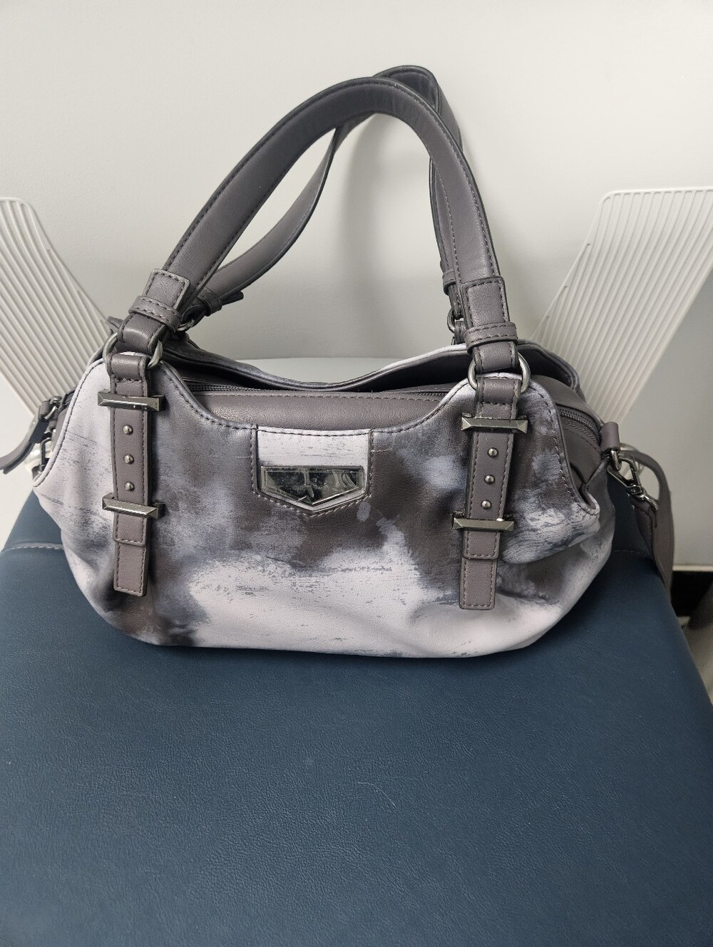 Simply Vera Vera Wang Gray Tie Dye Acid Wash Satchel Shoulder Bag Handbag